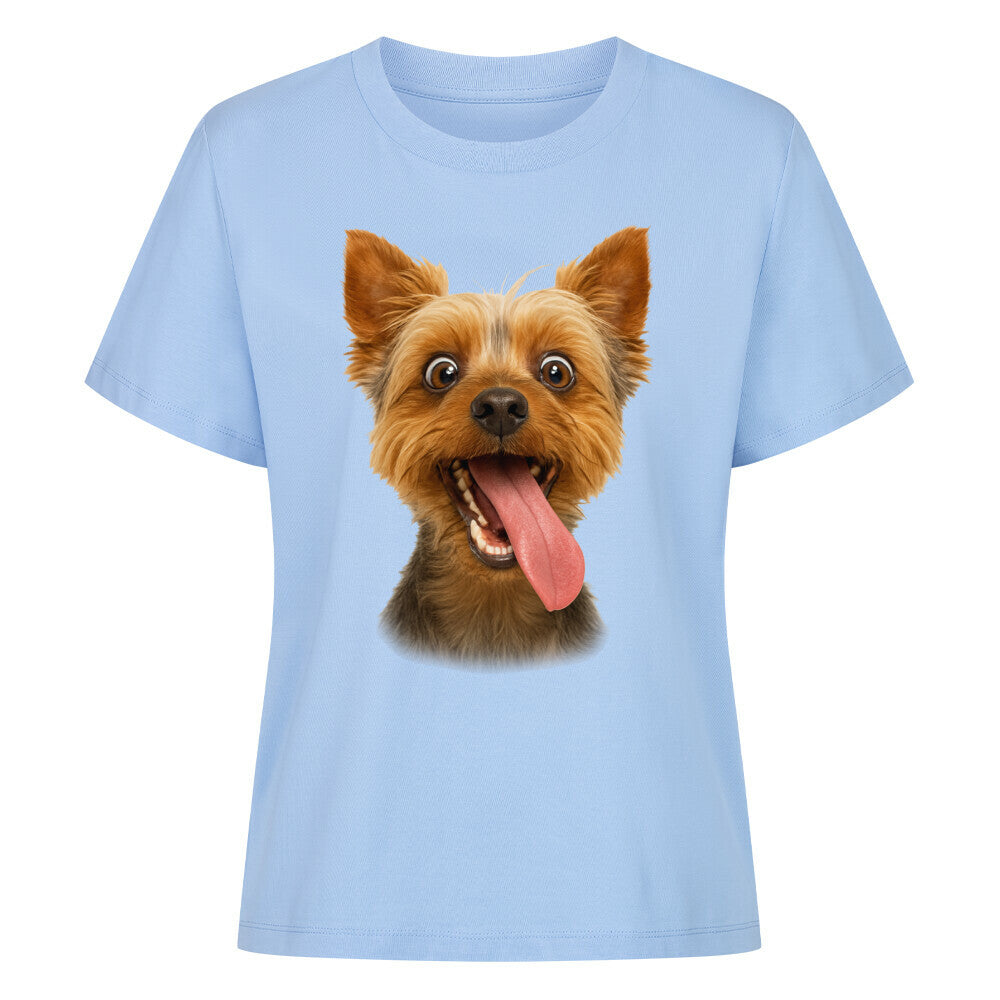 Premium Damen-Shirt "Yorkie - CRAZY" Sky Blue – hunde-shirt.de