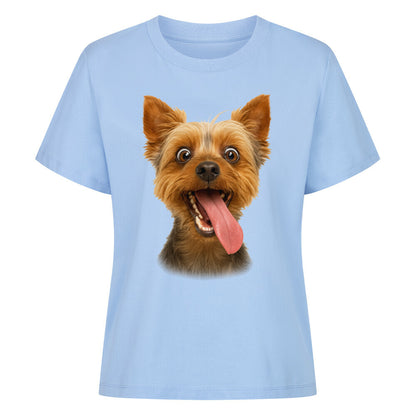 Premium Damen-Shirt "Yorkie - CRAZY" Sky Blue – hunde-shirt.de