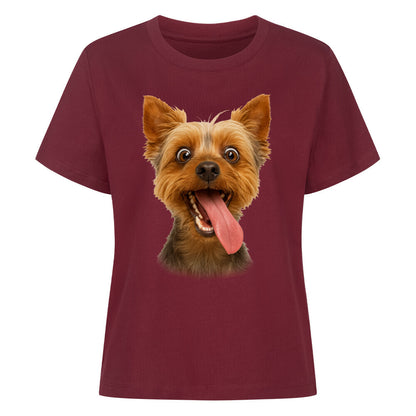 Premium Damen-Shirt "Yorkie - CRAZY" Burgunder – hunde-shirt.de