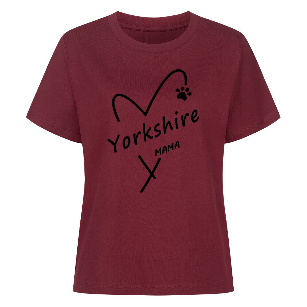 Premium Damen-Shirt "Yorkshire - Mama" Burgunder – hunde-shirt.de