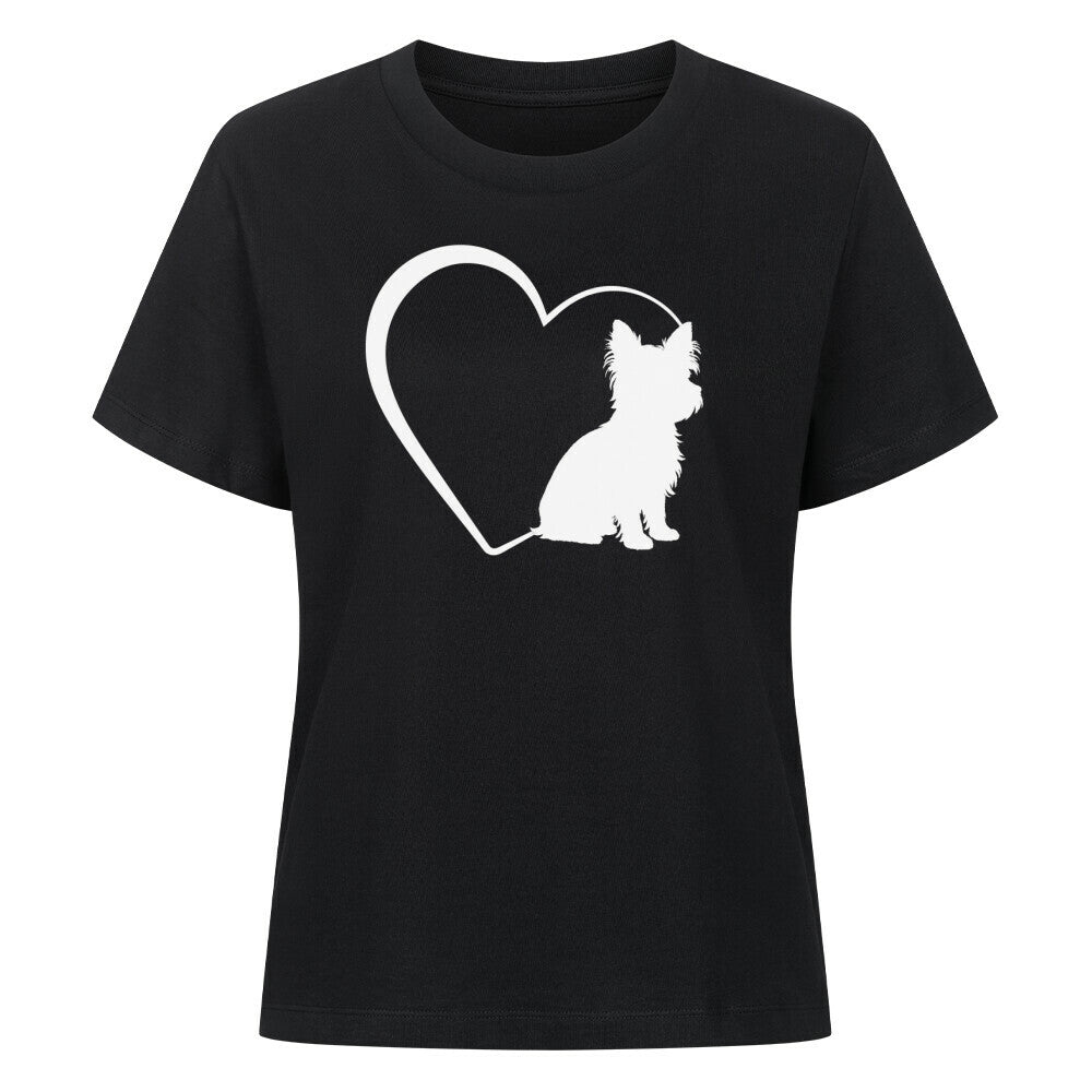 Premium Damen-Shirt "Yorkie - Mein Herz" Schwarz – hunde-shirt.de