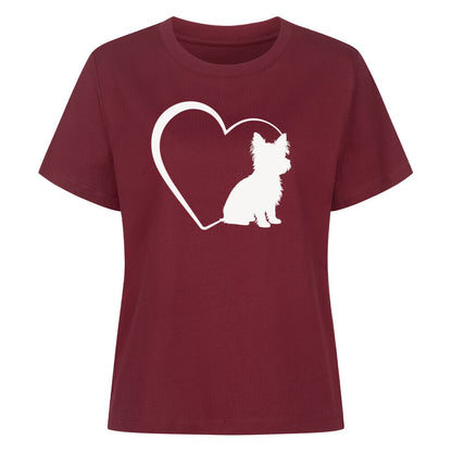 Premium Damen-Shirt "Yorkie - Mein Herz" Burgunder – hunde-shirt.de