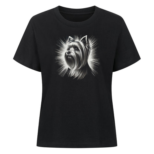Premium Damen-Shirt "Yorkie - Bright" Schwarz – hunde-shirt.de