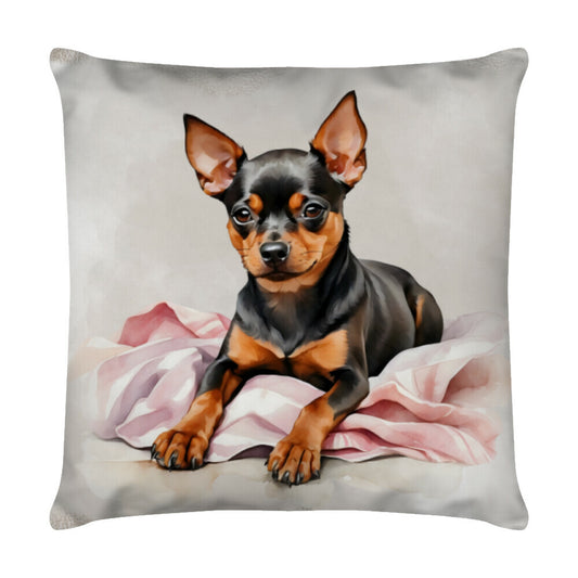 Kissen "Zwergpinscher - Relax" Weiß – hunde-shirt.de