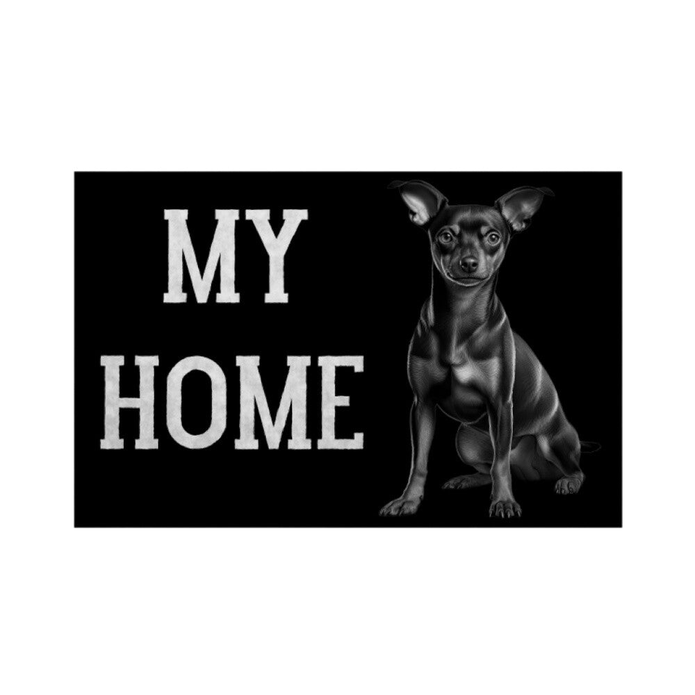 Fußmatte "Zwergpinscher - MY HOME" Weiß – hunde-shirt.de