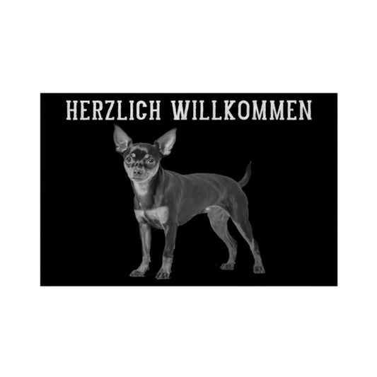 Fußmatte "Zwergpinscher - HERZLICH WILLKOMMEN II" Weiß – hunde-shirt.de