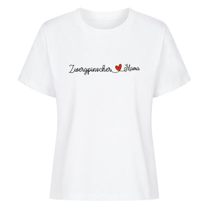 Premium Damen-Shirt "Zwergpinscher - Mama" Weiß – hunde-shirt.de
