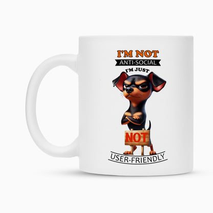 Tasse "Zwergpinscher - Anti-Social" – hunde-shirt.de