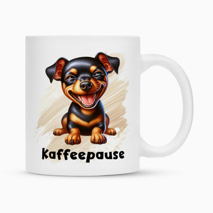 Tasse "Zwergpinscher - Kaffeepause" Weiß – hunde-shirt.de
