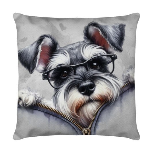 Kissen "Zwergschnauzer - Lesestunde" Weiß – hunde-shirt.de
