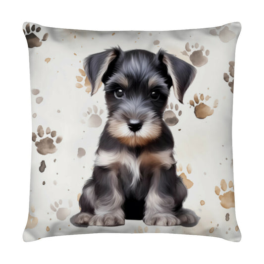 Kissen "Zwergschnauzer - Puppy Paws" Weiß – hunde-shirt.de
