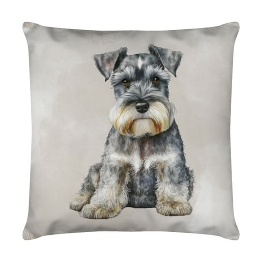 Kissen "Zwergschnauzer - Sitz!" Weiß – hunde-shirt.de