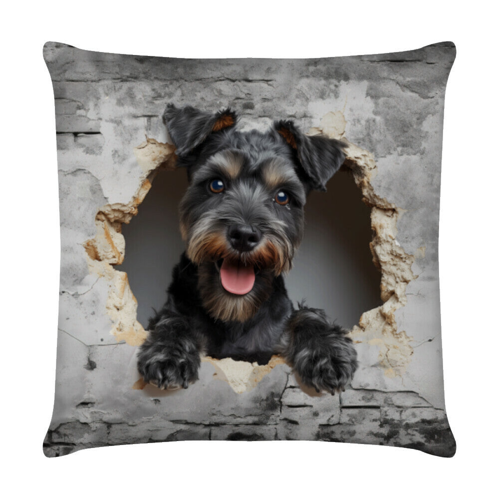 Kissen "Zwergschnauzer - Wall" Weiß – hunde-shirt.de