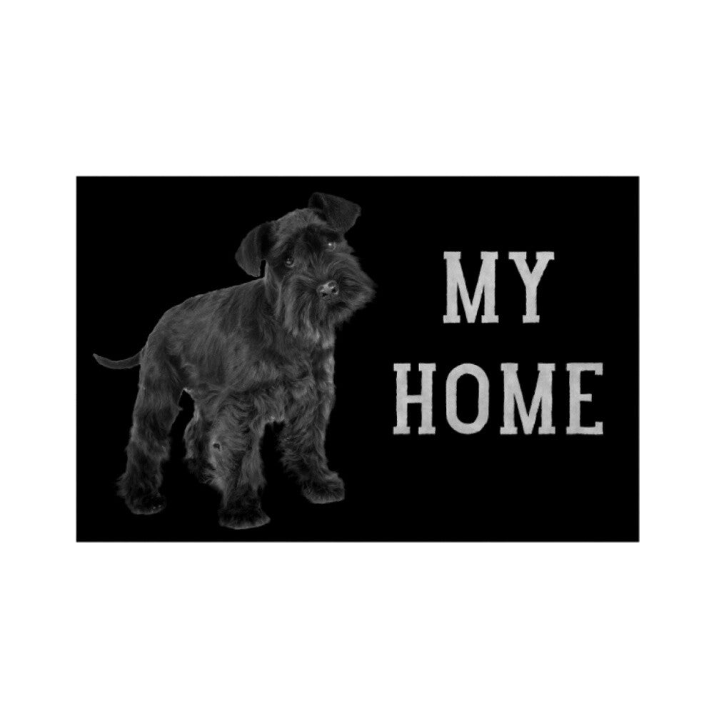 Fußmatte "Zwergschnauzer schwarz - MY HOME" Weiß – hunde-shirt.de