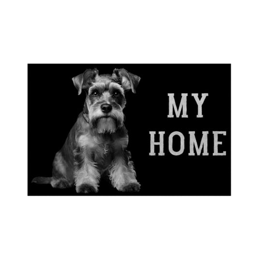 Fußmatte "Zwergschnauzer grau - MY HOME" Weiß – hunde-shirt.de
