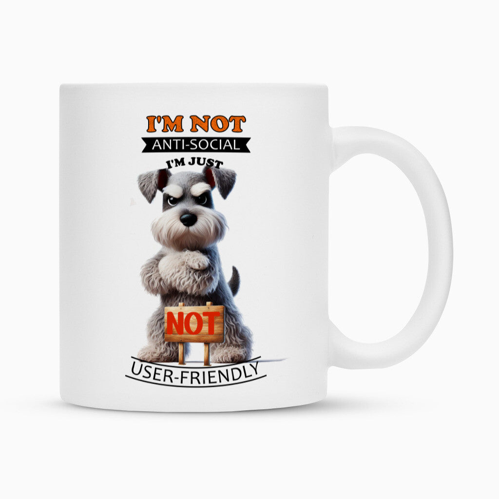 Tasse "Zwergschnauzer - Anti-Social" Weiß – hunde-shirt.de