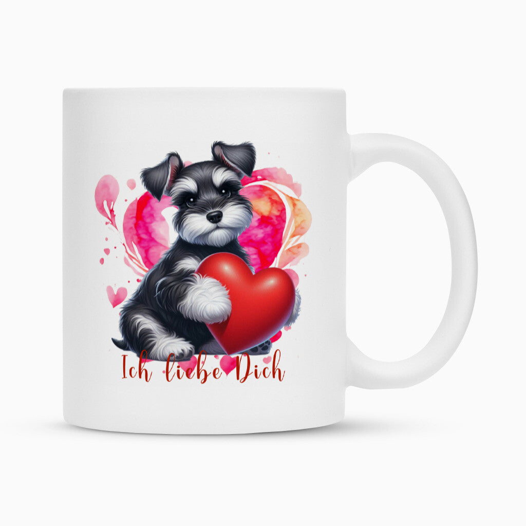 Tasse "Zwergschnauzer - Ich liebe Dich" Weiß – hunde-shirt.de