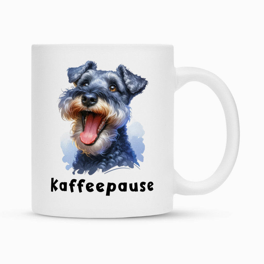 Tasse "Zwergschnauzer - Kaffeepause" Weiß – hunde-shirt.de
