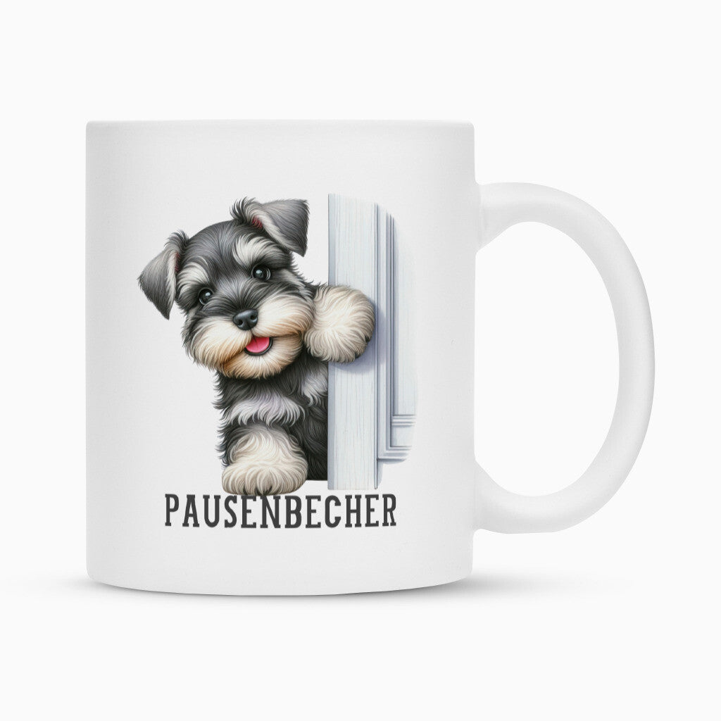 Tasse "Zwergschnauzer - Pausenbecher" Weiß – hunde-shirt.de