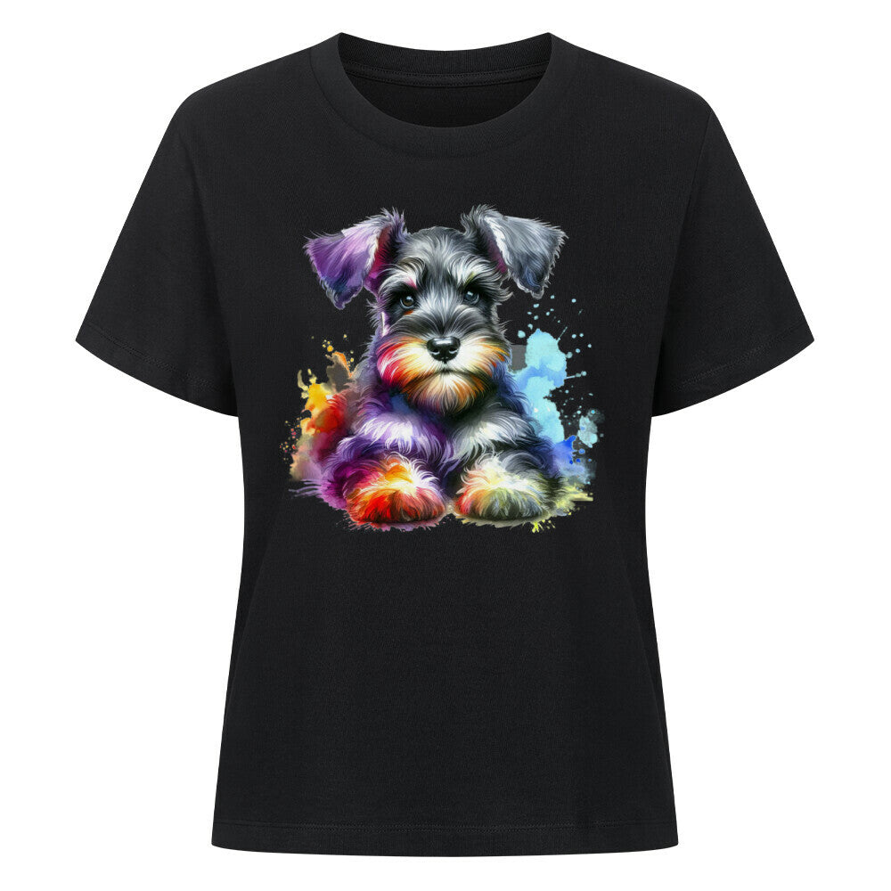 Premium Damen-Shirt "Zwergschnauzer - Colour" Schwarz – hunde-shirt.de