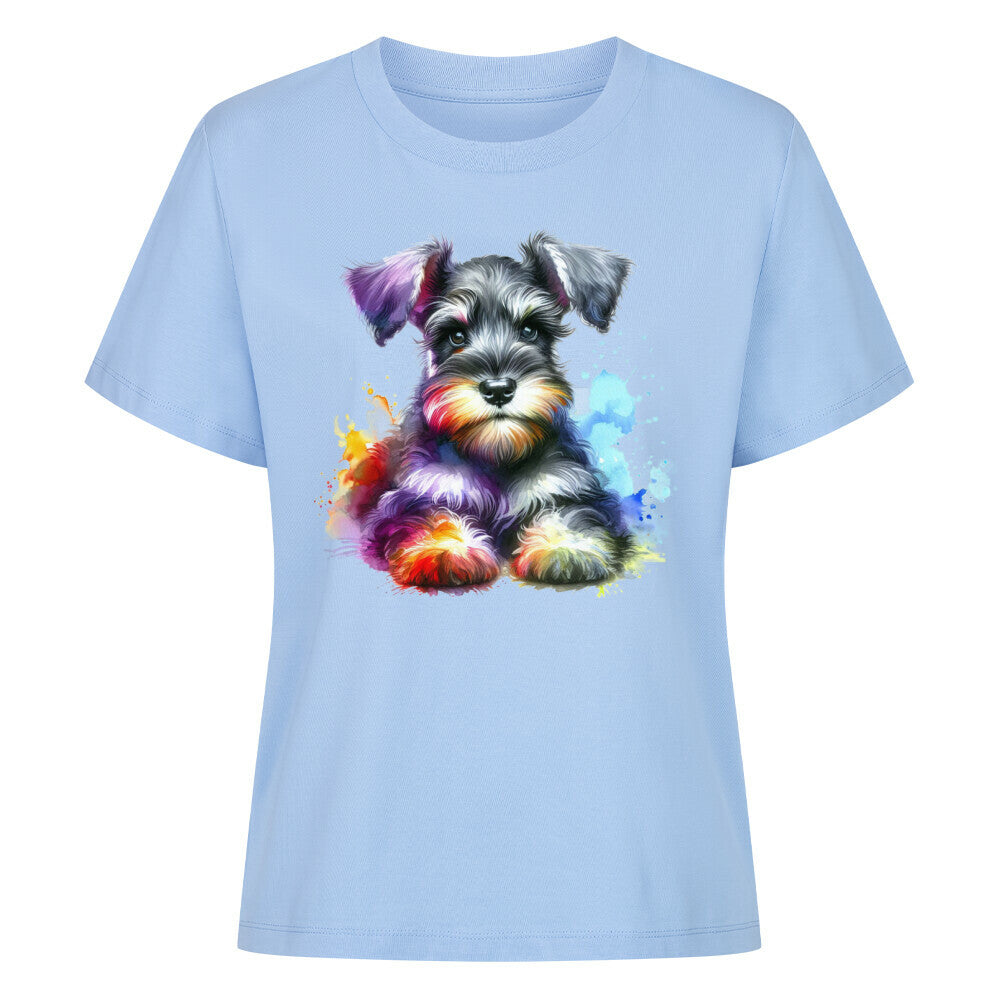Premium Damen-Shirt "Zwergschnauzer - Colour" Sky Blue – hunde-shirt.de