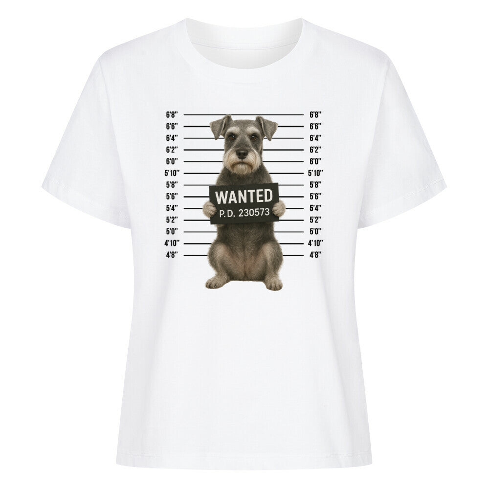 Premium Damen-Shirt "Zwergschnauzer - WANTED" Weiß – hunde-shirt.de