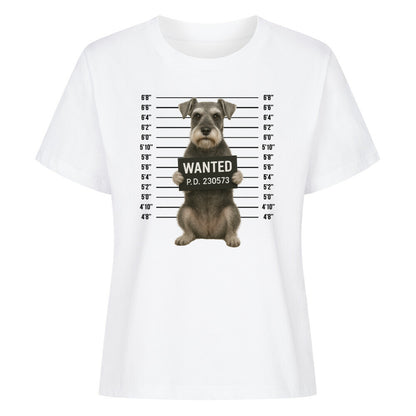 Premium Damen-Shirt "Zwergschnauzer - WANTED" Weiß – hunde-shirt.de