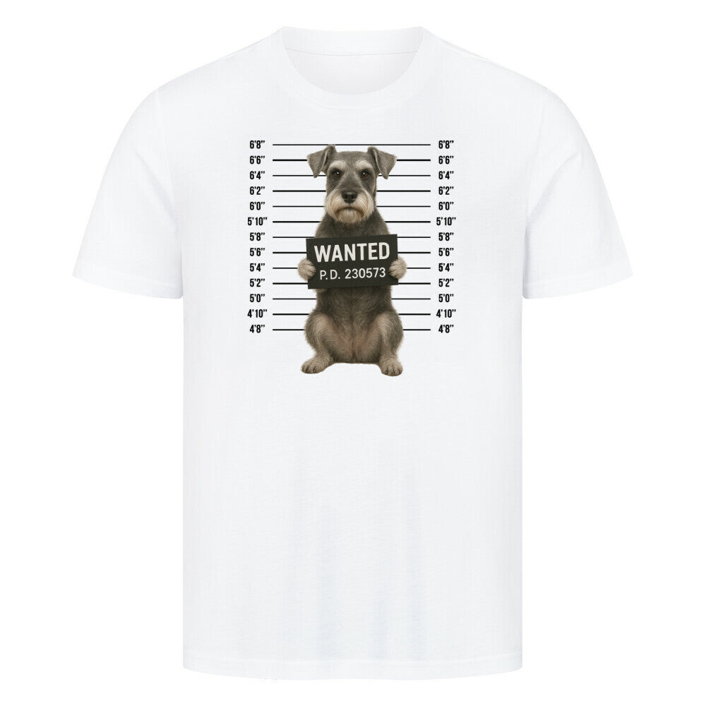 Premium T-Shirt "Zwergschnauzer - WANTED" Weiß – hunde-shirt.de