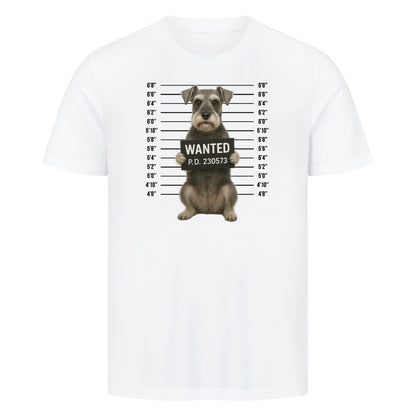 Premium T-Shirt "Zwergschnauzer - WANTED" Weiß – hunde-shirt.de