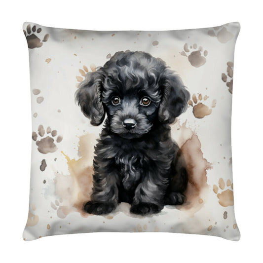 Kissen "Zwergpudel - Puppy Paws" Weiß – hunde-shirt.de