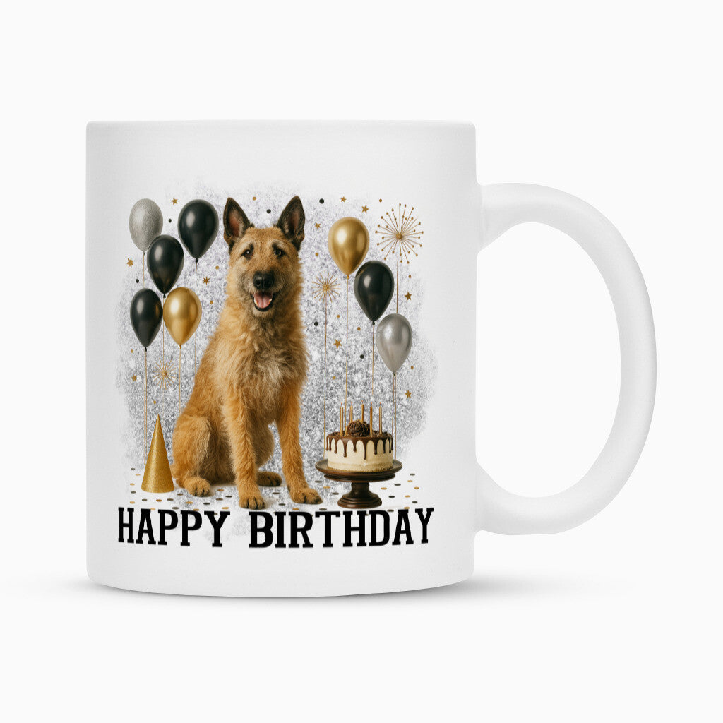Tasse "Laekenois - Happy Birthday" Weiß – hunde-shirt.de