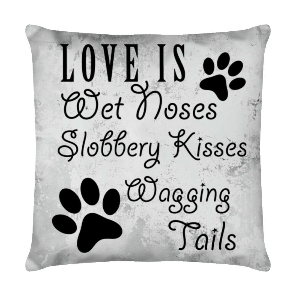 Kissen " Love is..." Weiß – hunde-shirt.de