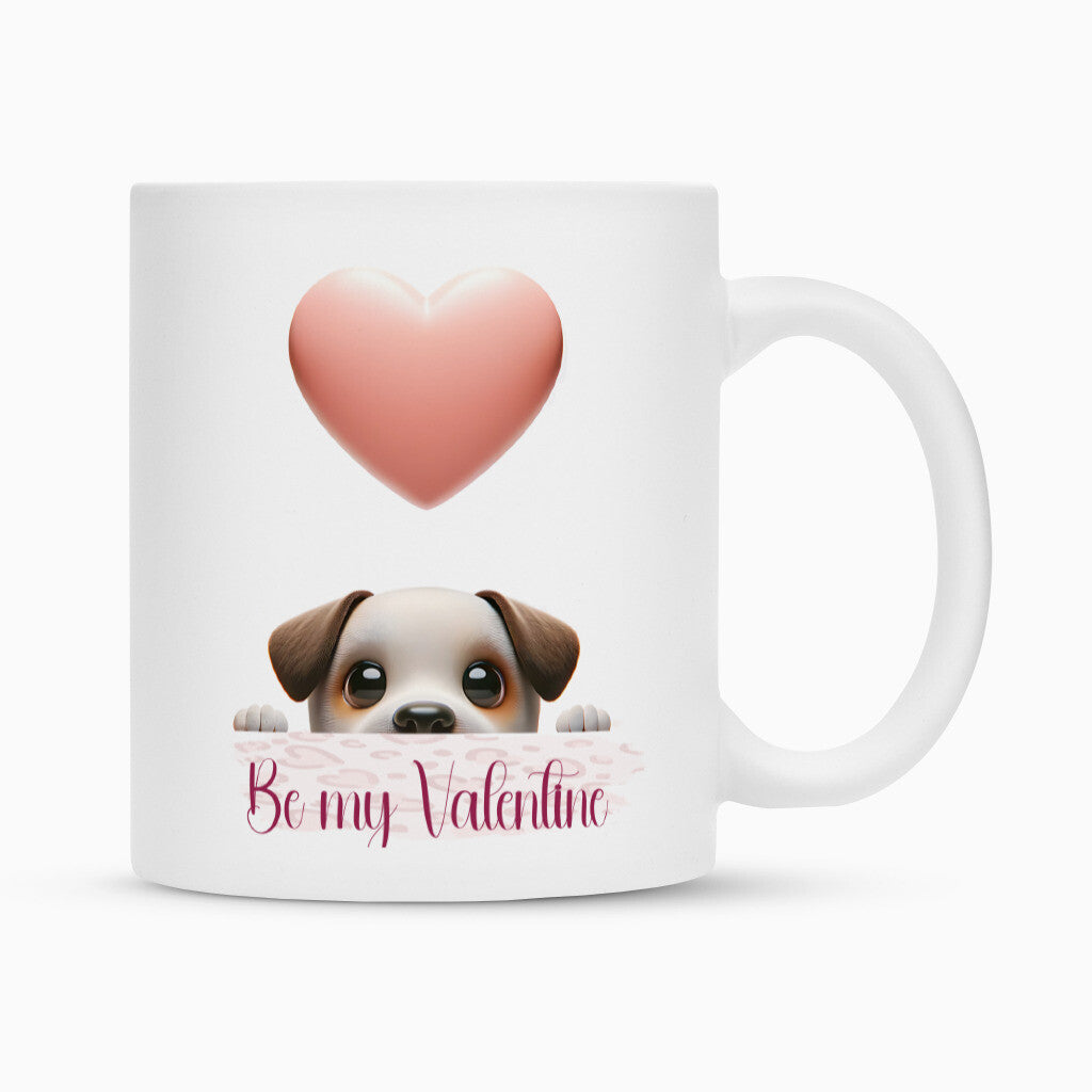 Tasse " Be my Valentine" Weiß – hunde-shirt.de