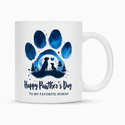 Tasse "Happy PAWthers Day" Weiß – hunde-shirt.de