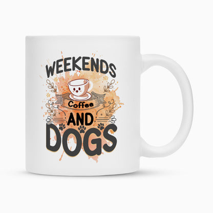Tasse "Weekends and Dogs" Weiß – hunde-shirt.de