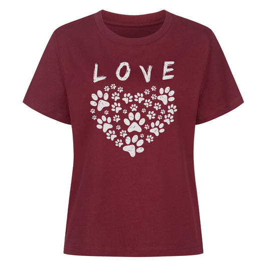 Premium Damen-Shirt "PAW LOVE" Burgunder – hunde-shirt.de