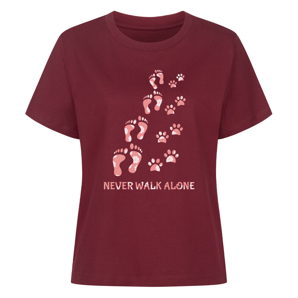 Premium Damen-Shirt "Never walk alone" Burgunder – hunde-shirt.de