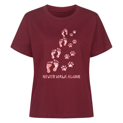 Premium Damen-Shirt "Never walk alone" Burgunder – hunde-shirt.de