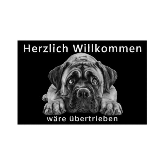 Fußmatte "Bullmastiff - Übertrieben..." Weiß – hunde-shirt.de