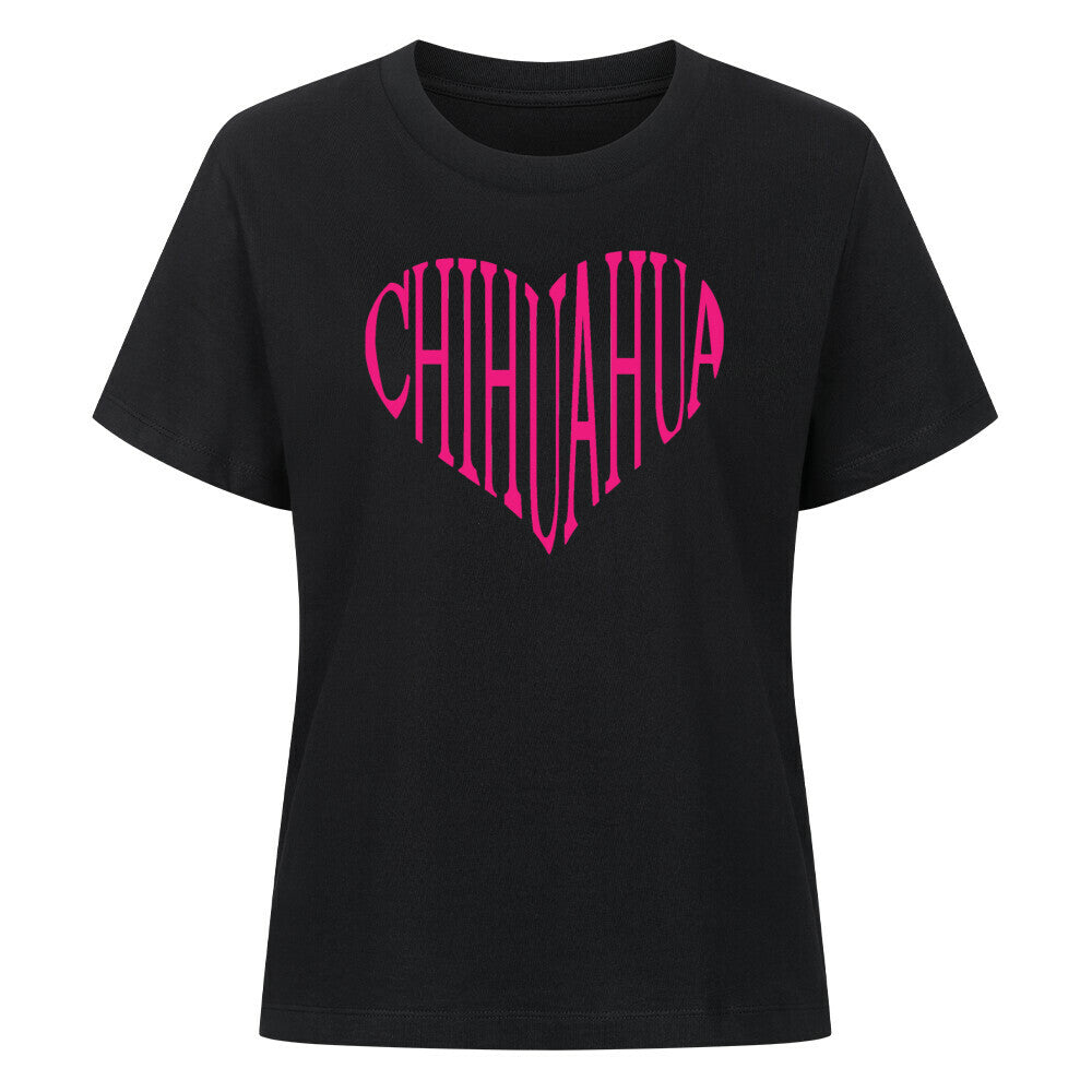 Premium Damen-Shirt "Chihuahua - Pink Heart" Schwarz – hunde-shirt.de
