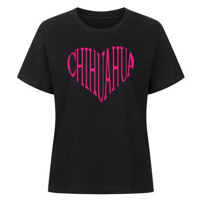 Premium Damen-Shirt "Chihuahua - Pink Heart" Schwarz – hunde-shirt.de