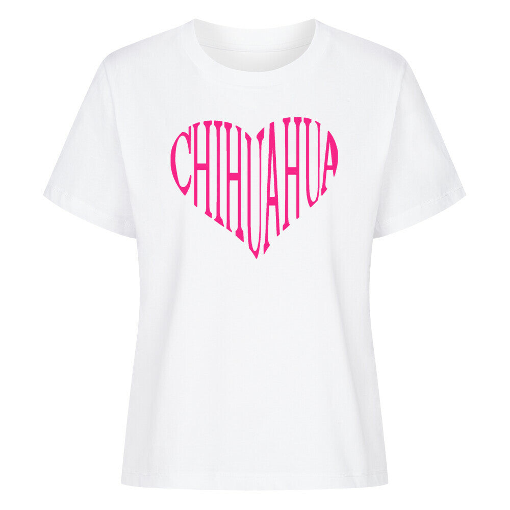 Premium Damen-Shirt "Chihuahua - Pink Heart" Weiß – hunde-shirt.de
