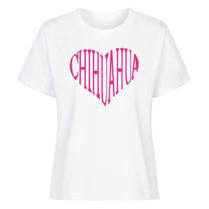 Premium Damen-Shirt "Chihuahua - Pink Heart" Weiß – hunde-shirt.de