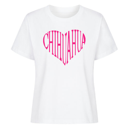Premium Damen-Shirt "Chihuahua - Pink Heart" Weiß – hunde-shirt.de