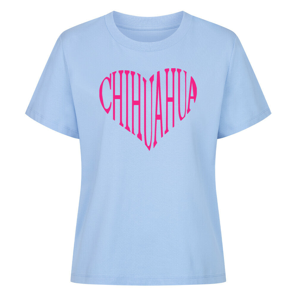 Premium Damen-Shirt "Chihuahua - Pink Heart" Sky Blue – hunde-shirt.de