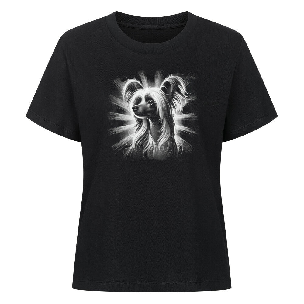 Premium Damen-Shirt "Chinese Crested - Shine" Schwarz – hunde-shirt.de