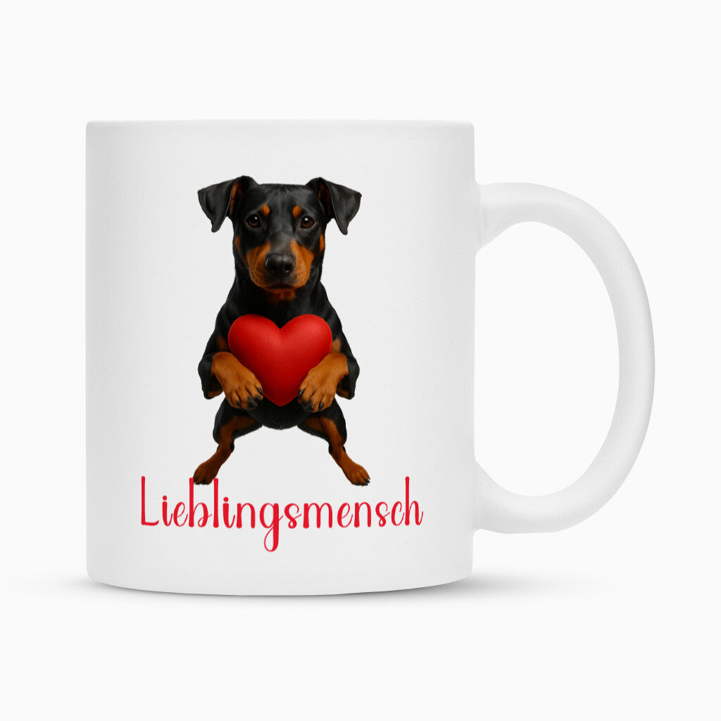 Tasse "Deutscher Pinscher - Lieblingsmensch" Weiß – hunde-shirt.de