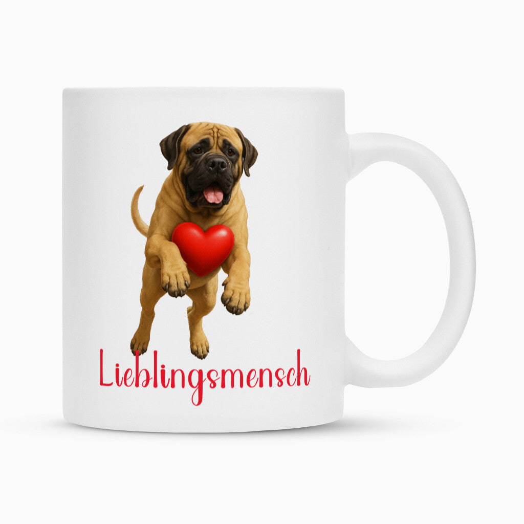 Tasse "English Mastiff - Lieblingsmensch" Weiß – hunde-shirt.de