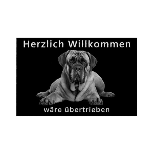 Fußmatte "English Mastiff - Übertrieben..." Weiß – hunde-shirt.de