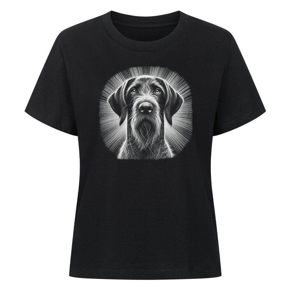 Premium Damen-Shirt "Deutsch Drahthaar - Bright" Schwarz – hunde-shirt.de